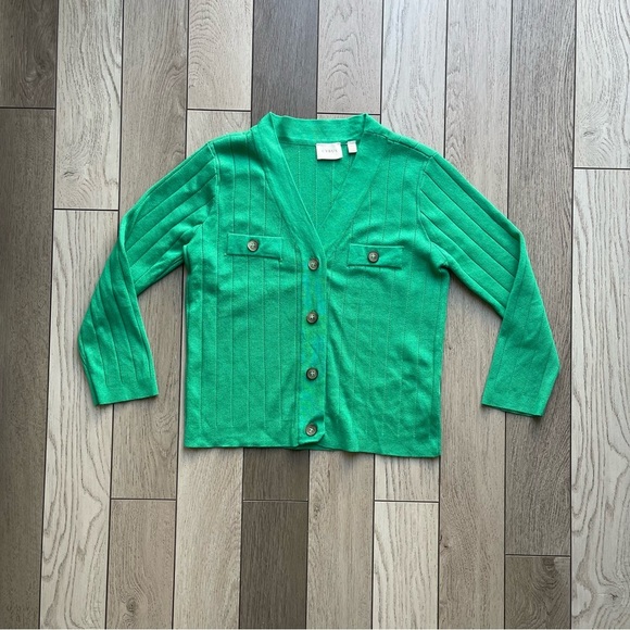 Cyrus Vibrant Green V-Neck Sweater - Picture 1 of 4